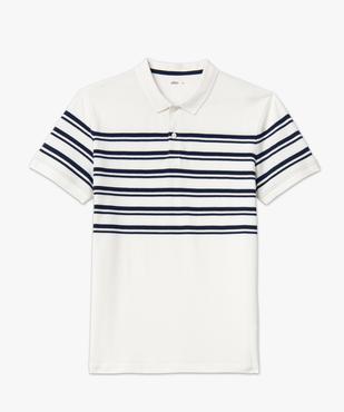 Polo manches courtes en maille piquée rayée homme vue4 - GEMO (HOMME) - GEMO