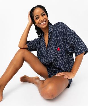 Pyjashort fluide à haut chemise femme - LuluCastagnette vue1 - LULUCASTAGNETTE - GEMO