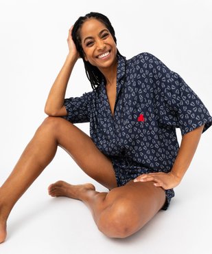 Pyjashort fluide à haut chemise femme - LuluCastagnette vue1 - LULUCASTAGNETTE - GEMO