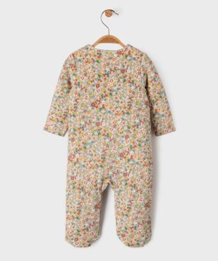 Pyjama en velours à motifs fleuris ouverture devant bébé fille vue4 - GEMO 4G BEBE - GEMO