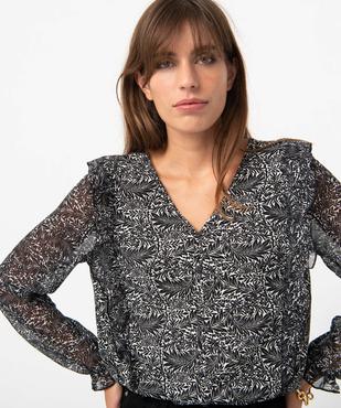 Tee-shirt femme avec manches en voile et volants vue2 - GEMO(FEMME PAP) - GEMO