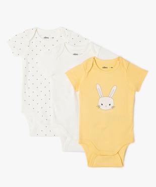 Body à manches courtes avec motifs variés bébé fille (lot de 3) vue1 - GEMO 4G BEBE - GEMO