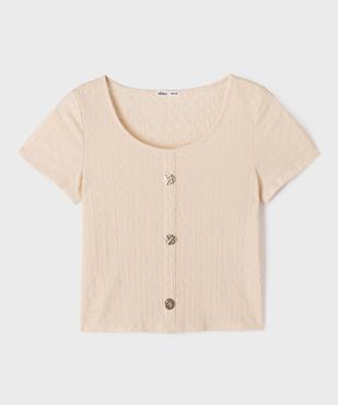 Tee-shirt manches courtes look chemise fille vue1 - GEMO (JUNIOR) - GEMO