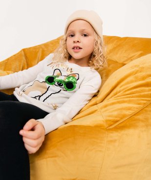 Pull de Noël fille à motif fantaisie en sequins brillants vue1 - GEMO (ENFANT) - GEMO