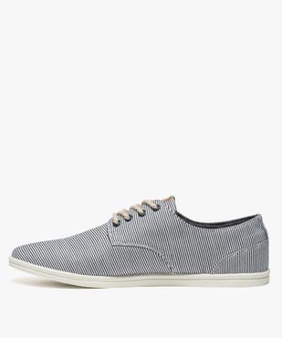 Baskets homme tige basse en toile avec lacets en corde Dessus rayé vue3 - GEMO (CASUAL) - GEMO
