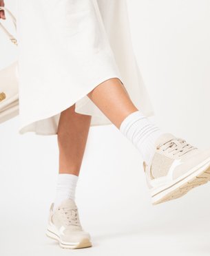 Baskets femme unies dessus en mesh à paillettes vue1 - GEMO (SPORTSWR) - GEMO