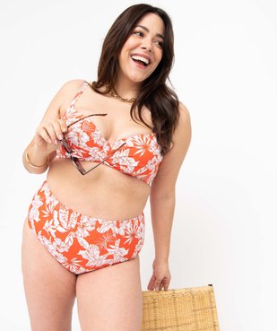 Bas de maillot de bain femme grande taille à taille haute vue3 - GEMO 4G FEMME - GEMO
