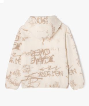 Sweat à capuche en sherpa avec inscriptions graffitis garçon vue4 - GEMO (JUNIOR) - GEMO