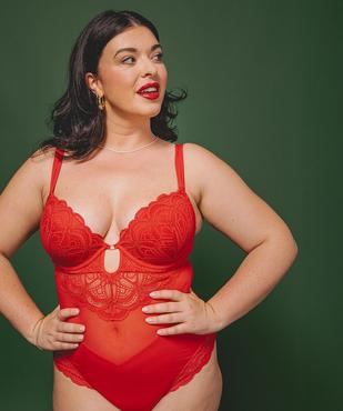 Body à armatures effet push-up en dentelle tulle et microfibre femme  vue1 - GEMO(HOMWR FEM) - GEMO