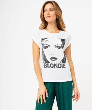Tee-shirt à manches courtes avec motif scintillant femme - Blondie vue5 - BLONDIE - GEMO