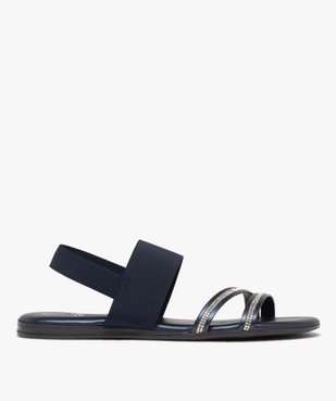 Sandales femme avec brides à strass et brides élastiques vue1 - GEMO (CASUAL) - GEMO