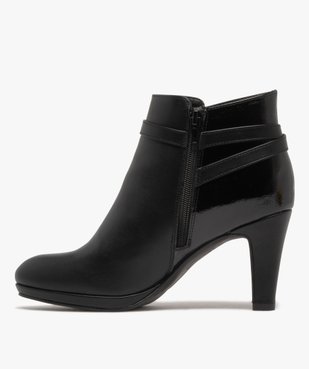 Bottines femme à talon fin avec détail vernis et à zip vue4 - GEMO(URBAIN) - GEMO
