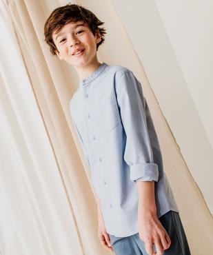 Chemise manches longues à col mao en coton lin mélangés garçon vue4 - GEMO (JUNIOR) - GEMO
