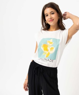Tee-shirt manches courtes coupe loose en coton imprimé femme vue1 - GEMO(FEMME PAP) - GEMO
