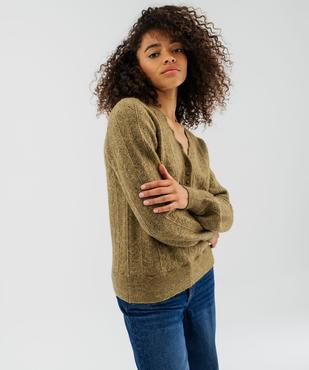 Pull fin col V femme vue2 - GEMO 4G FEMME - GEMO