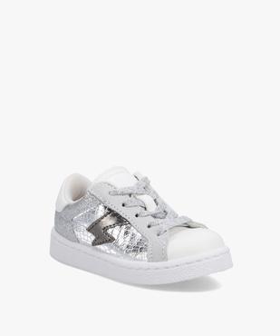 Baskets fille dessus pailleté et lacets brillants vue2 - GEMO (ENFANT) - GEMO