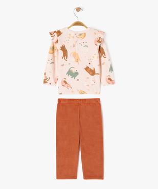 Pyjama en velours 2 pièces imprimées chats pailletés bébé vue3 - GEMO 4G BEBE - GEMO