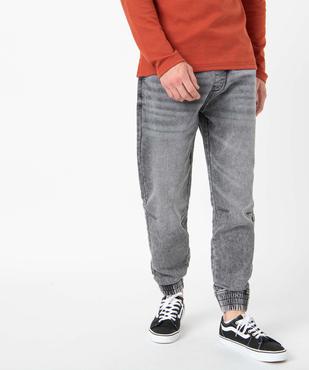 Jogger denim homme aspect délavé vue1 - GEMO (HOMME) - GEMO
