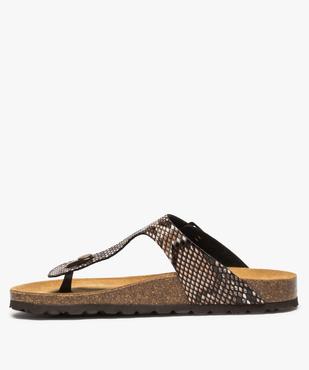 Sandales femme à talon plat et entredoigt vue3 - GEMO (CASUAL) - GEMO