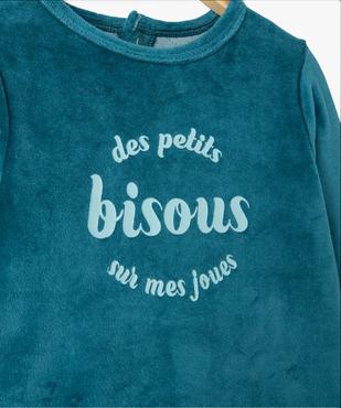 Pyjama bébé à pont-dos en velours avec message vue2 - PREMIER PRIX BY GEMO - GEMO