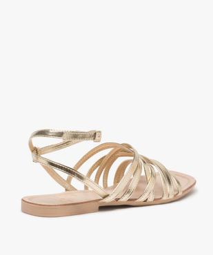 Sandales femme à talon plat et fines brides entrelacées dorées vue4 - GEMO (CASUAL) - GEMO