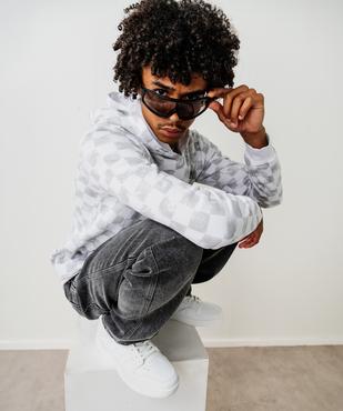 Sweat à capuche à motifs damier garçon vue7 - GEMO 4G GARCON - GEMO
