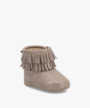 Chaussons de naissance bébé fille boots pailletées vue2 - GEMO 4G BEBE - GEMO