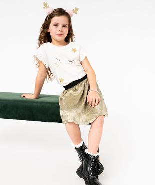 Tee-shirt sans manches avec motif chat et paillettes fille vue5 - GEMO 4G FILLE - GEMO