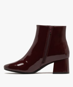 Bottines femme à talon carré vernies et à zip vue4 - FOLLOW ME - GEMO