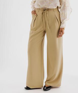 Pantalon large et fluide avec liens à nouer femme vue1 - GEMO(FEMME PAP) - GEMO