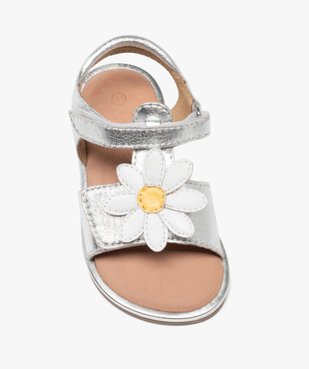 Sandales bébé fille en cuir métallisé avec fleur fantaisie - MOD8 vue5 - MOD8 - GEMO