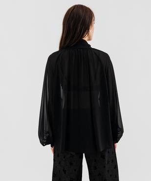 Blouse manches longues en voile transparent et col lavallière femme vue2 - GEMO(FEMME PAP) - GEMO