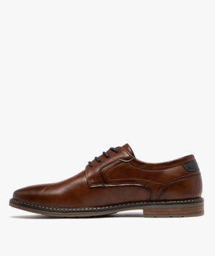 Derbies unis à lacets ronds contrastants homme vue4 - MARIO BALDANO - GEMO