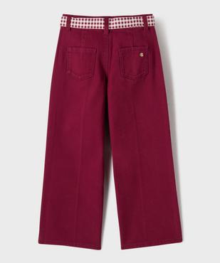 Pantalon wide leg en toile de coton avec ceinture à nouer fille - LuluCastagnette vue3 - LULU CASTAGNETTE G4G D - GEMO