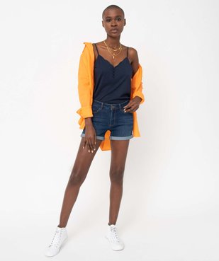 Débardeur femme avec décolleté en V et petits boutons vue5 - GEMO 4G FEMME - GEMO