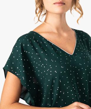 Blouse femme manches courtes fluide à col V et motifs argentés vue2 - GEMO(FEMME PAP) - GEMO