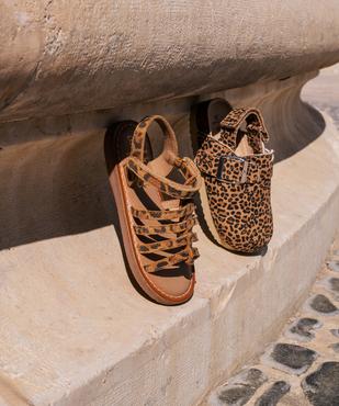Sandales en cuir imprimé léopard avec bride scratch fille  vue8 - LOVELY WINGS GEMO FOR GOOD - GEMO