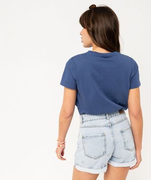 Tee-shirt manches courtes en coton à message femme vue3 - GEMO(FEMME PAP) - GEMO
