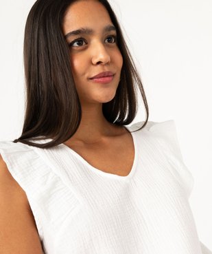 Débardeur en gaze de coton avec volants sur les épaules femme vue2 - GEMO(FEMME PAP) - GEMO