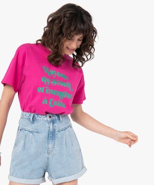 Tee-shirt femme à manches courtes avec motif vue2 - GEMO(FEMME PAP) - GEMO