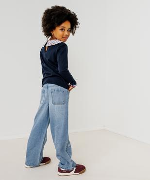 Jean straight à broderies fleuries et taille réglable fille vue4 - GEMO 4G FILLE - GEMO
