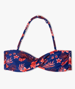 Haut de maillot de bain fille forme bandeau à motifs fleuris et bretelle amovible vue1 - GEMO (JUNIOR) - GEMO