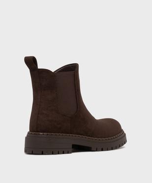 Boots Chelsea en suédine à épaisse semelle crantée femme vue4 - SANS MARQUE - GEMO