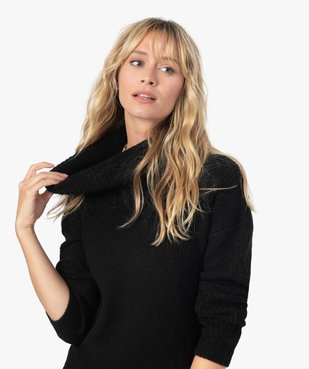 Robe pull femme en maille fantaisie avec grand col boule vue3 - GEMO(FEMME PAP) - GEMO