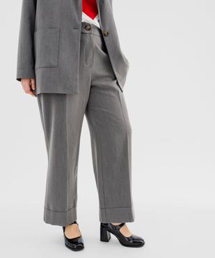 Pantalon de tailleur large chiné à revers femme grande taille vue1 - GEMO (G TAILLE) - GEMO