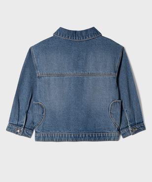 Veste en jean avec poches en forme de coeurs fille vue3 - GEMO 4G FILLE - GEMO