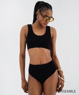 Ensemble de maillot de bain deux pièces noir extensible taille unique pour femme - GEMO