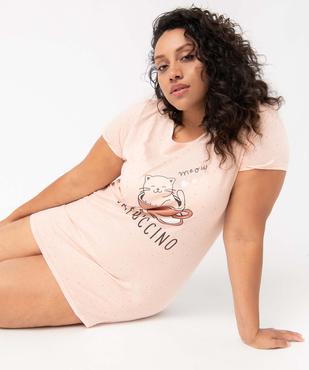 Chemise de nuit à manches courtes avec motifs femme grande taille vue1 - GEMO 4G FEMME - GEMO