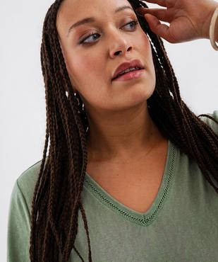 Tee-shirt manches courtes pailleté à col V femme grande taille vue2 - GEMO (G TAILLE) - GEMO