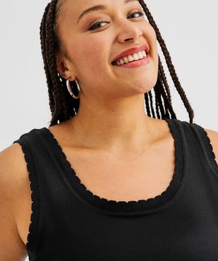 Débardeur en coton stretch uni avec finition festonnée femme grande taille vue4 - GEMO (G TAILLE) - GEMO